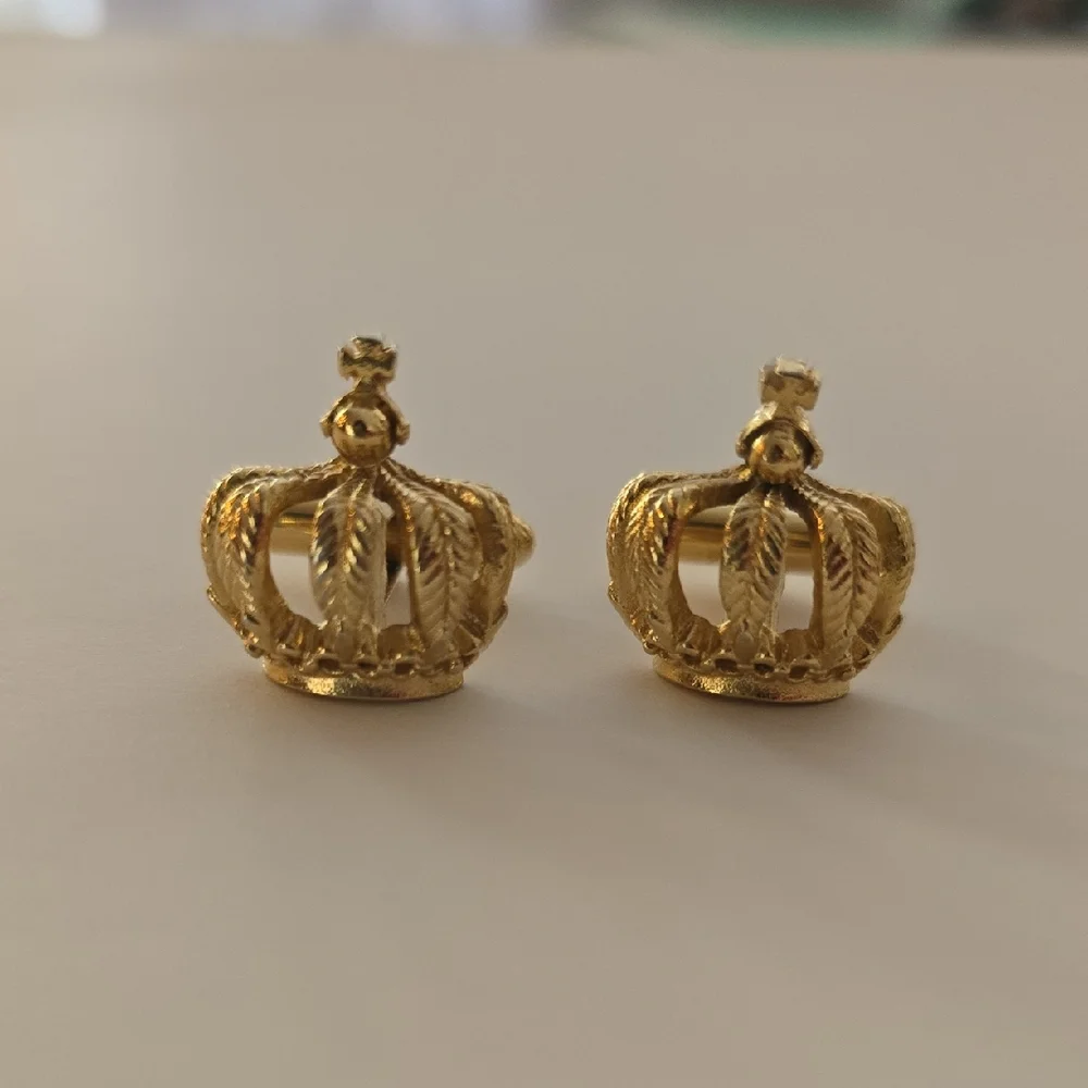 Gold Crown Stud Earrings
